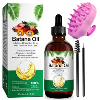 Batana Oil for Hair Growth, Scalp Massage &amp; Skin Care - 100% Pure Essential Oil for Hair Repair, Nourishment &amp; Reduced Loss, Suitable for All Hair Types (4.04 Fl Oz)