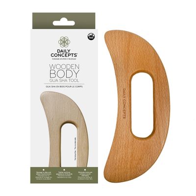 DAILY CONCEPTS Wooden Body Gua Sha Tool, The Wooden Body Gua Sha Tool Boosts Lymphatic Drainage and Increases Circulation When Pressure is Applied.