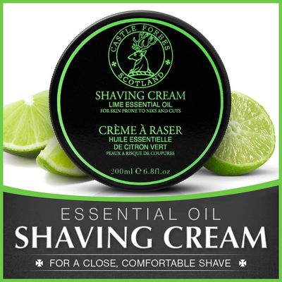 Castle Forbes Lime Shaving Cream For Men, 6.8 fl.oz. | Moisturizing Smooth Shave Lather w/ Essential Oils | Protects All Skin Types From Razor Burn &amp; Irritation | Luxury Grooming &amp; Beard Care