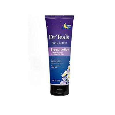 Dr. Teal&#39;s Nighttime Therapy Body Lotion with Melatonin (1 Bottle, 8oz) - Shea &amp; Cocoa Butter with Vitamin E Helps Create Healthier Looking Skin - Essential Oils Promote a Better Nights Sleep