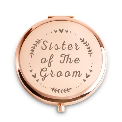 Daricano Sister of The Groom Gifts, Personalized Engraved Compact Mirror, Best Presents for Bridal Shower, Wedding, Bachelorette Party