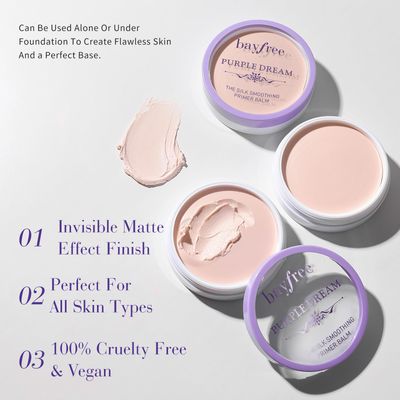 bayfree Silk Smoothing Primer Balm, Poreless Primer for Smooth &amp; Flawless Skin, Long Lasting, Soft Texture, Matte Finish, Fills in Pores and Fine Lines, 0.35 oz