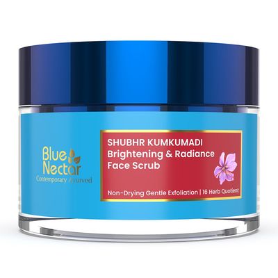 Blue Nectar Tan Removal Cream Scrub for Women &amp; Men | Daily Facial Scrub for Exfoliation | For All Skin Types | Ayurvedic Kumkumadi Oil Face Exfoliator (16 Herbs, 1.7 Fl Oz)