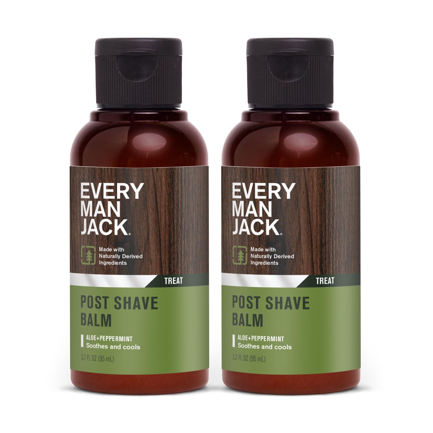 Every Man Jack Men&#39;s Post Shave Balm - Calms Irritation, Cools Skin, Hydrates, Absorbs Fast - Made with Naturally Derived Ingredients like Coconut Oil, Aloe Vera, Natural Menthol - 3.2oz - 2 Pack