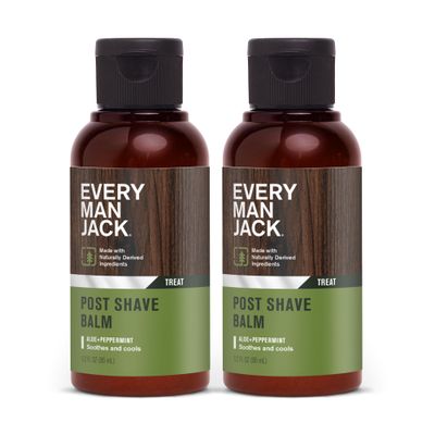 Every Man Jack Men&#39;s Post Shave Balm - Calms Irritation, Cools Skin, Hydrates, Absorbs Fast - Made with Naturally Derived Ingredients like Coconut Oil, Aloe Vera, Natural Menthol - 3.2oz - 2 Pack