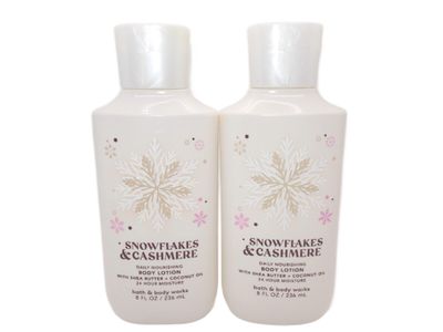 Bath and Body Works Snowflakes &amp; Cashmere Super Smooth Body Lotion Sets Gift For Women 8 Oz -2 Pack (Snowflakes &amp; Cashmere)