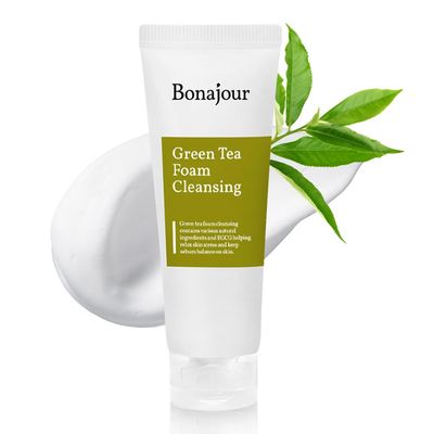 [BONAJOUR] Green Tea Natural Pores Foam Cleanser - The Best Facial Wash for Acne &amp; Oily skin 5.1Fl.oz