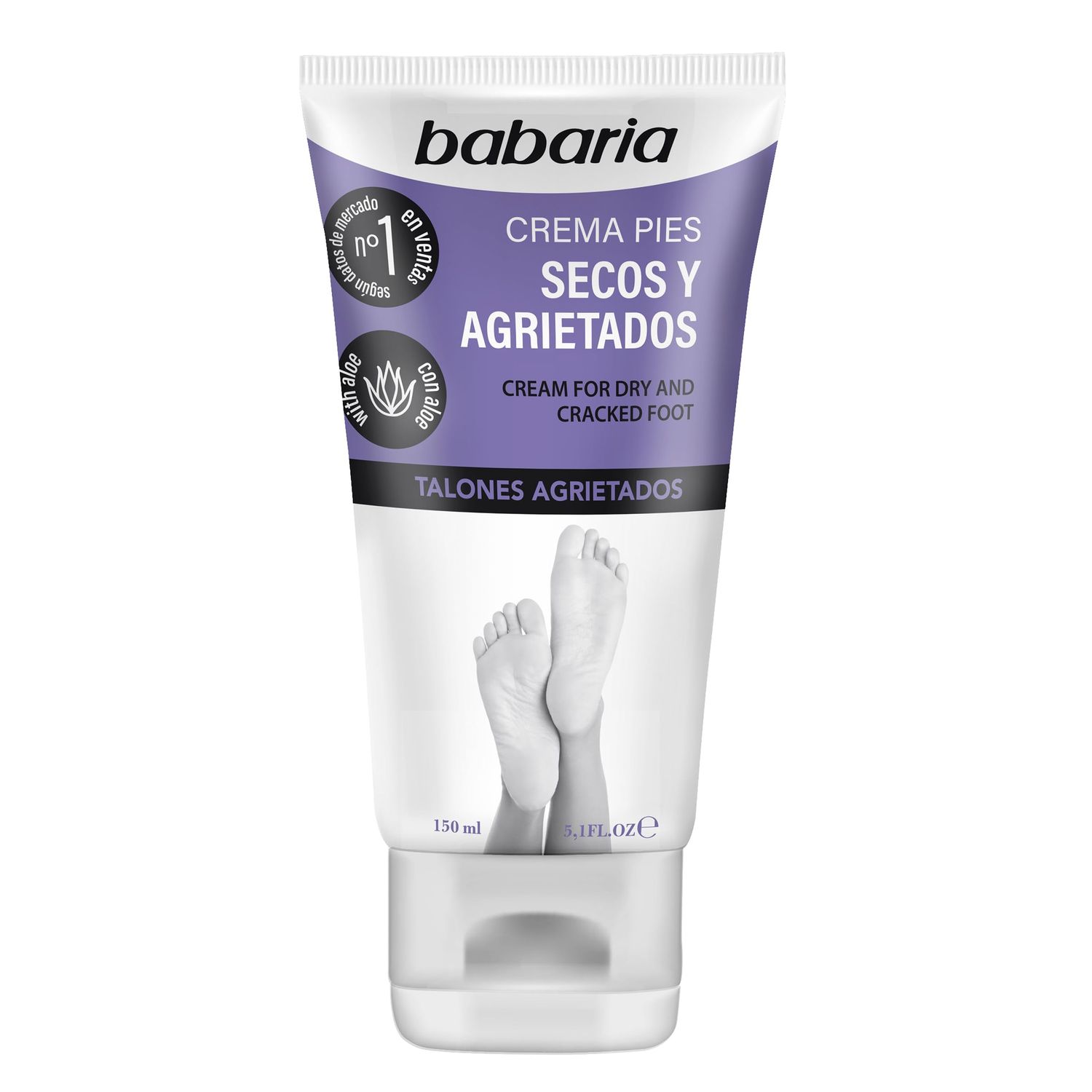 Babaria Dry Feet Cream - Absorbs Quickly to Instantly Soothe and Smooth - Deepest Hydrating Effect - Infused with Aloe Vera, Sweet Almond, and Shea Butter - Suitable for All Skin Types - 5.1 oz