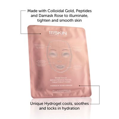 111SKIN Rose Gold Brightening Facial Treatment Mask | Fragrance Free | The Ultimate Pre-Event Mask | For Hydration & Radiance | Set of 5 (1.01 oz each)