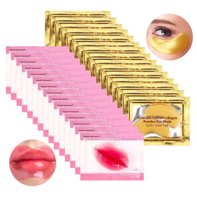 30 Pairs Lip Masks &amp; Eye Masks,Gold Under Eye Patches for Puffy Eyes,Peach Red Lip Masks Skincare,Effectively Moisturizing the Lip &amp; Eye Skin,Anti-Aging,Reducing Fine Lines,Nourishing for Face Care