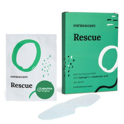 CorneaCare Rescue: Hydrogel Self Cooling Compress | Cold Eye Masks for Puffy Eyes | Self Cooling Eye Compress for Fast Relief | Travel Ready | 6 Count | FSA &amp; HSA Eligible