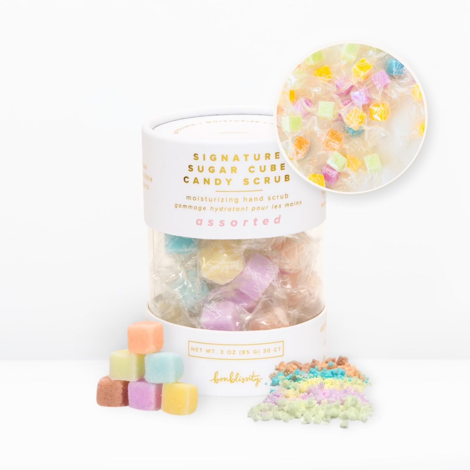 Bonblissity Sugar Cubes Scrub For Exfoliating Hands, Feet, 30pcs Assorted Scents l Turns into Lotions l Spa Small Gifts for Women l Travel Size l 100% Handmade in USA l Body Scrub.