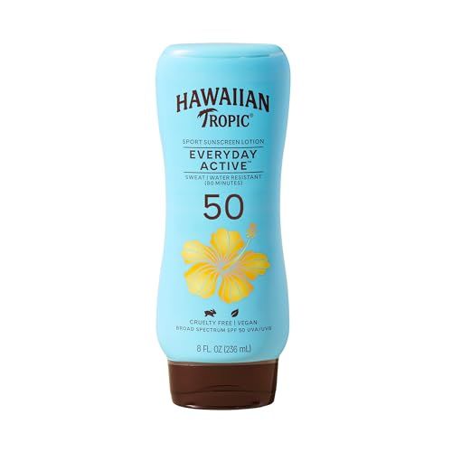 Hawaiian Tropic Everyday Active Lotion Sunscreen SPF 50, 8oz | Hawaiian Tropic Sunscreen SPF 50, Sunblock, Broad Spectrum Sunscreen, Oxybenzone Free Sunscreen, Water Resistant Sunscreen, 8oz