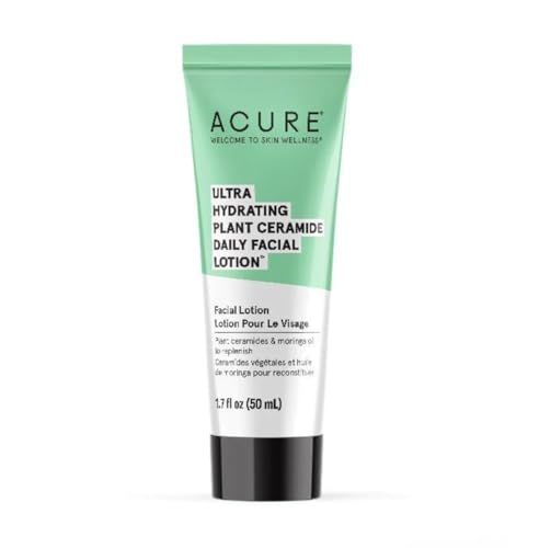 Acure Ultra Hydrating Plant Ceramide Facial Lotion - Morning Face Moisturizer for Deep Hydration, Skin Tone Balance - Made &amp; Extract from Plant Ceramide, Niacinamide &amp; Rice Bran Oil, 1.7 fl oz