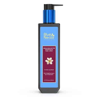 Blue Nectar Cocoa Butter Nargis Body Sunscreen Lotion with SPF 30 PA ++ - No Parabens, Silicones, Mineral Oil, Color (10 Herbs, 6.7 Fl oz)