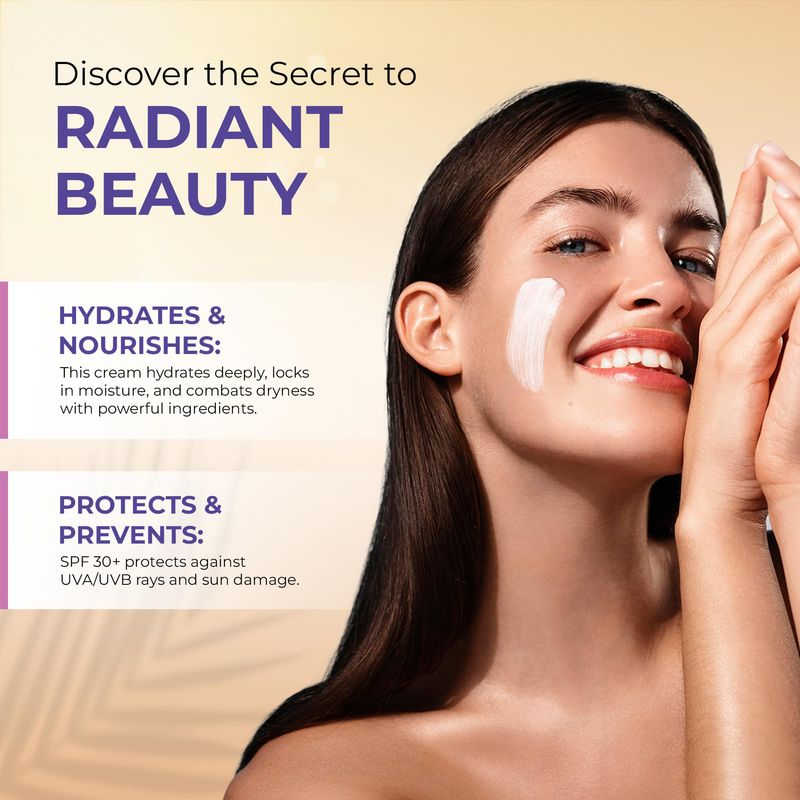 CARESILK DD Cream Face Moisturizer With SPF 30 + Hyaluronic Acid, Collagen, Peptides | Daily Defense &amp; Skin Protection Face Lotion, Skin Block Face Cream | Reef Safe Formula