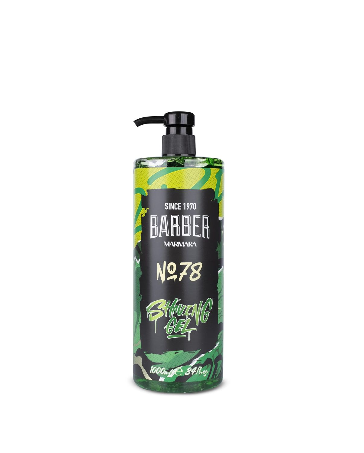 BARBER MARMARA Men&#39;s Shaving Gel No. 78 - Men&#39;s Shaving Gel Transparent 1000 ml - Shaving Gel Men - Precise Shaving of Beard Contours - Does Not Foam - Cools the Skin - with Pump Dispenser