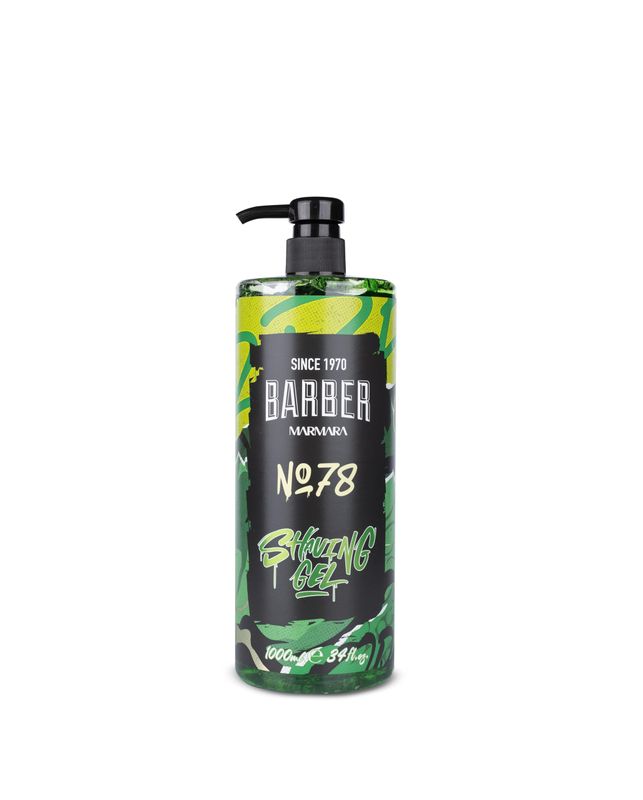 BARBER MARMARA Men's Shaving Gel No. 78 - Men's Shaving Gel Transparent 1000 ml - Shaving Gel Men - Precise Shaving of Beard Contours - Does Not Foam - Cools the Skin - with Pump Dispenser