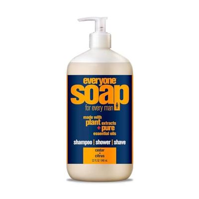 Everyone 3-in-1 Soap, Body Wash, Bubble Bath, Shampoo, 32 Ounce (Pack of 1), Cedar and Citrus, Coconut Cleanser with Organic Plant Extracts and Pure Essential Oils
