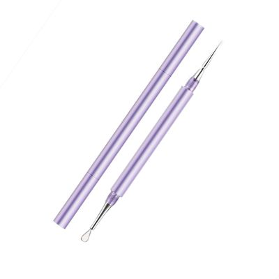 2-in-1 Professional Stainless Steel Acne Removal Needle, Whitehead&amp;Blackhead Remover Tool, Pimples Comedone Extractor Removal Tool, Double Ended Needle with Cap Removal for Nose Face Tools (Purple)