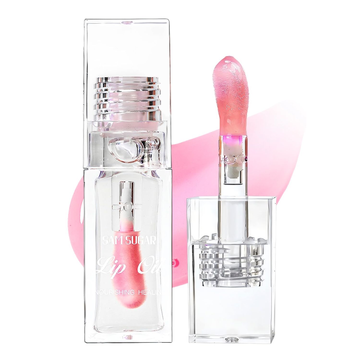 hadutrek Color Changing Lip Oil, Moisturizing Lip Balm, Hydrating Lip Stain, Plumping Pink Lip Gloss, Big Brush Non-Sticky Long Lasting Tinted Lip Balm Lip Care for Women