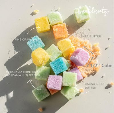 Bonblissity Sugar Cubes Scrub For Exfoliating Hands, Feet, 30pcs Assorted Scents l Turns into Lotions l Spa Small Gifts for Women l Travel Size l 100% Handmade in USA l Body Scrub.