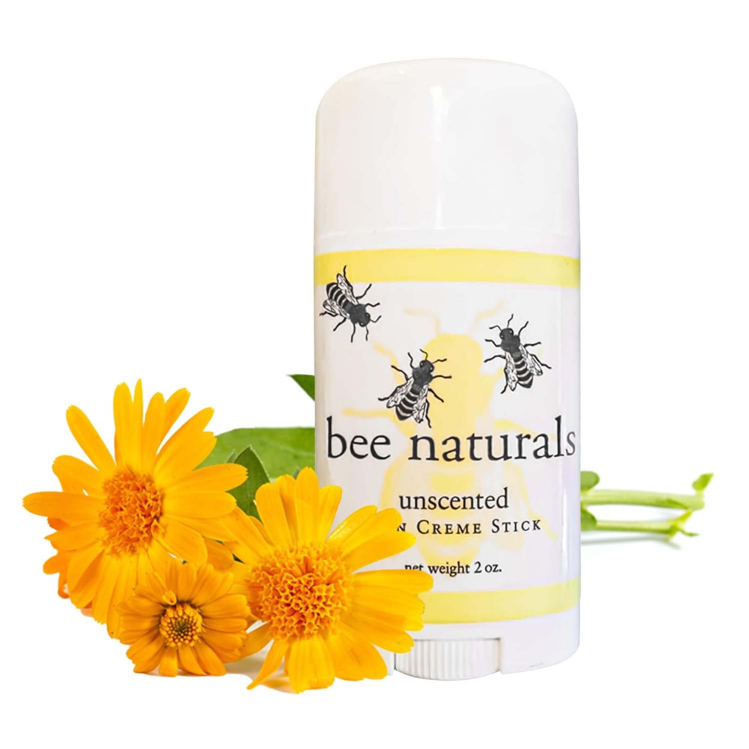 Bee Naturals Unscented Skin Cream Stick - Portable Twist-Up Solid Lotion for Hydrating, Smoothing &amp; Soothing Hands - Compact Travel-Friendly Tube for On-the-Go Moisturization- 2 Oz