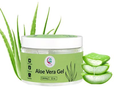 Aloe Vera Gel 12 oz | Unscented Aloe Vera For Face, Skin, Scalp &amp; Hair | by Yogis Gift
