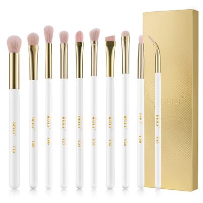 BEILI Eye Makeup Brushes 10Pcs Vegan Professional Blending Eyeshadow Makeup Brushes for Concealer Eyebrows Eyeliner, Soft Hairs &amp; Wood Handle