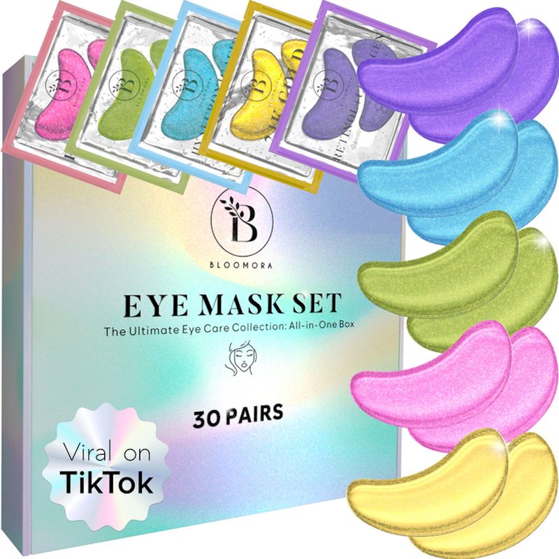 BLOOMORA Variety Under Eye Patches (30 Pairs) Under Eye Patches for Dark Circles, Under Eye Patches for Puffy Eyes and Dark Circles, Eye Masks Bulk, Eye Care, Puffy Eyes Treatment, Under Eye Mask