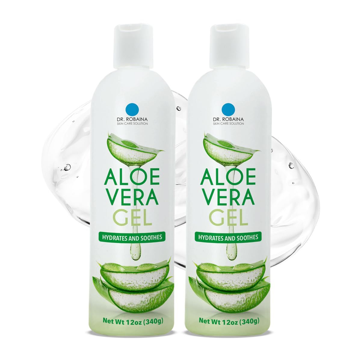 Dr. Robaina Natural Aloe Vera Gel with Emu Oil for Face, Body, and Hair | Hydrates &amp; Soothes Dry Skin, Sunburn, Irritation | 24 oz | Made in the USA