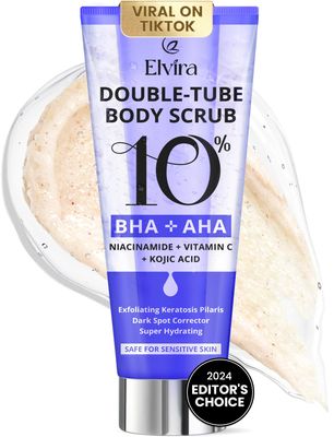 Elvira KP Bump Eraser Foot &amp; Body Scrub, Exfoliating Scrub for Keratosis Pilaris, Smooth Skin with 10% AHA BHA &amp; Niacinamide, Deep Moisturizing Cleanser for All Skin Types, Exfoliante para el Cuerpo