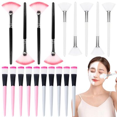 20 PCS Fan Brushes Facial Applicator Set Brushes Acid Facial Applicator Esthetician Brush Cosmetic Tools for Mud, Clay Mask, DIY, Modeling Mask, Body Lotion, and BB CC Cream etc