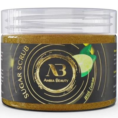 Amira Beauty Lemon Sugar Body Scrub Exfoliating Ultra Hydrating Moisturizing Scrub - Fights Cellulite &amp; Stretch Marks (14oz)