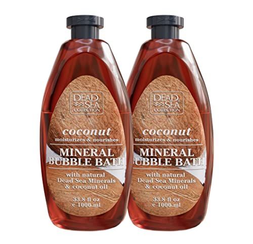 Dead Sea Collection Bubble Bath with Coconut for Women and Men - Coconut Oil and Pure Dead Sea Minerals - Nourishing and Moisturizing Skin - Pack of 2 (67.6 fl.oz)
