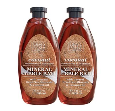 Dead Sea Collection Bubble Bath with Coconut for Women and Men - Coconut Oil and Pure Dead Sea Minerals - Nourishing and Moisturizing Skin - Pack of 2 (67.6 fl.oz)