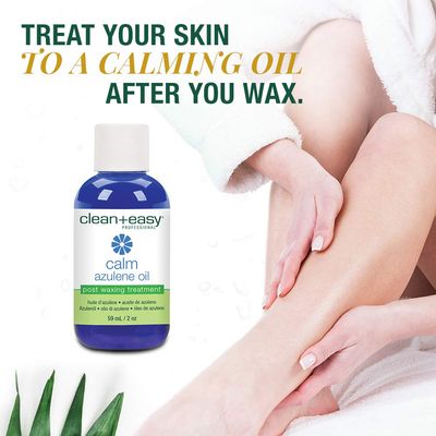 Clean + Easy Calm - Azulene Oil, Use To Soothe Sore Irritated Skin, Remove Wax Residue After Hair Removal - Post Waxing Care Solution For Sensitive Skin, 2 oz