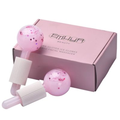 Emuya Ice Globes for Facials - Facial Tools for Face &amp; Eye Puffiness Relief, Cool Skincare Cryo Tools - Pink Drink Glitter