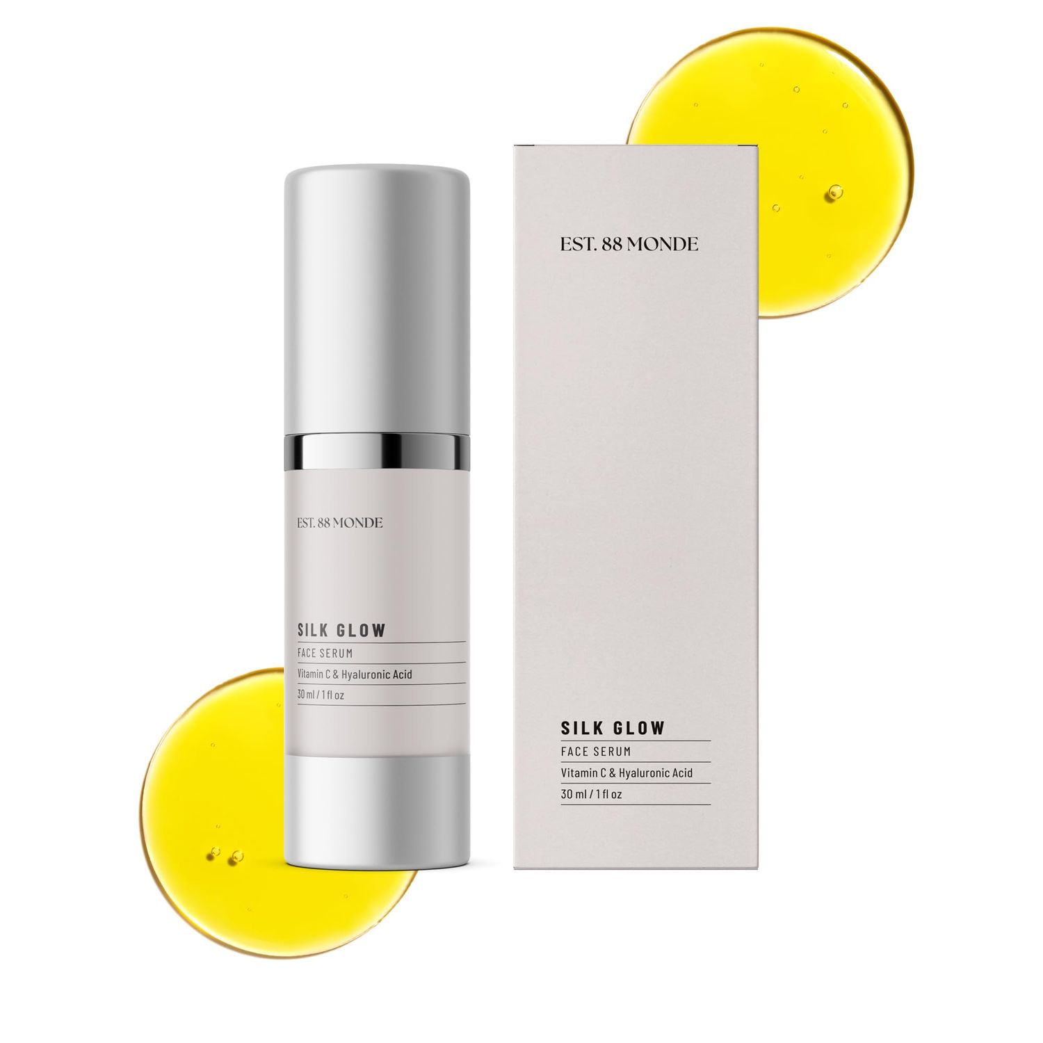 EST. 88 Monde Silk Glow 10% Vitamin C Face Serum, Vitamin C with Hyaluronic Acid Serum for Face, Hydrates, Improve Skin Tone, Softens &amp; Revitalizes Skin, 1 Fl. Oz