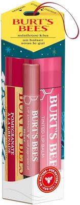 Burt&#39;s Bees Mistletoe Kiss Pink, Pomegrante, Peony, Hibiscus Lip Balm and Shimmer Holiday Collection Gift Set of 3-1 Count