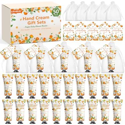 50 Pack Bulk Hand Cream Sets, Christmas Stocking Stuffers Gifts, Bridal Shower Favors, Wedding Shower Favors and Baby Shower Favors for Guests, Thank You Gifts for Women (Orange)