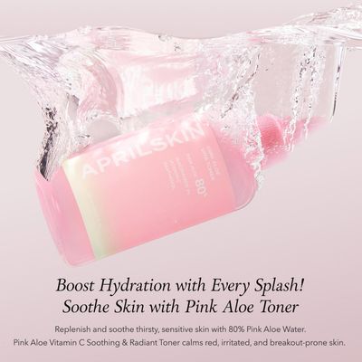 APRILSKIN Pink Aloe Vita Toner | Calms and Soothes Redness, Smoothens, and Controls Excess Sebum | 80% Pink Aloe Vera Water | Hydrating, Non-Sticky | Clean &amp; Vegan Korean Skin Care (8.45 fl.oz)