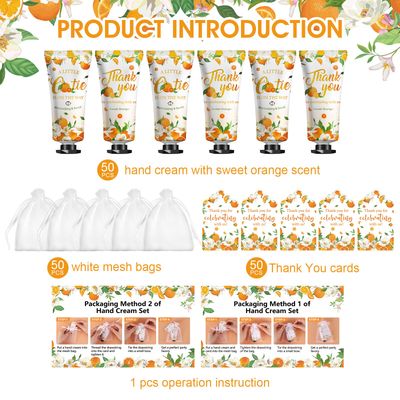 50 Pack Bulk Hand Cream Sets, Christmas Stocking Stuffers Gifts, Bridal Shower Favors, Wedding Shower Favors and Baby Shower Favors for Guests, Thank You Gifts for Women (Orange)