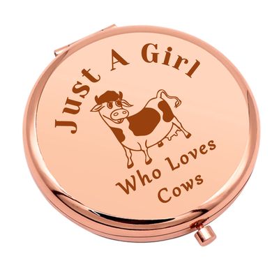 Cow Lover Gift Compact Makeup Mirror for Women Cow Gifts Cow Lover Gifts for Farm Girls Birthday Gift for Best Friend Sister Bestie Farmer Gifts Folding Makeup Mirror for Cow Lovers Girls