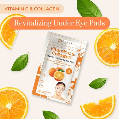 Clear Beauty Vitamin C &amp; Collagen Under Eye Patches - Dermatologist Tested, Reduces Dark Circles, Anti-Aging - Clean Beauty, Natural Ingredients, Cruelty-Free Korean Skincare, All Skin Types - 5 Pairs
