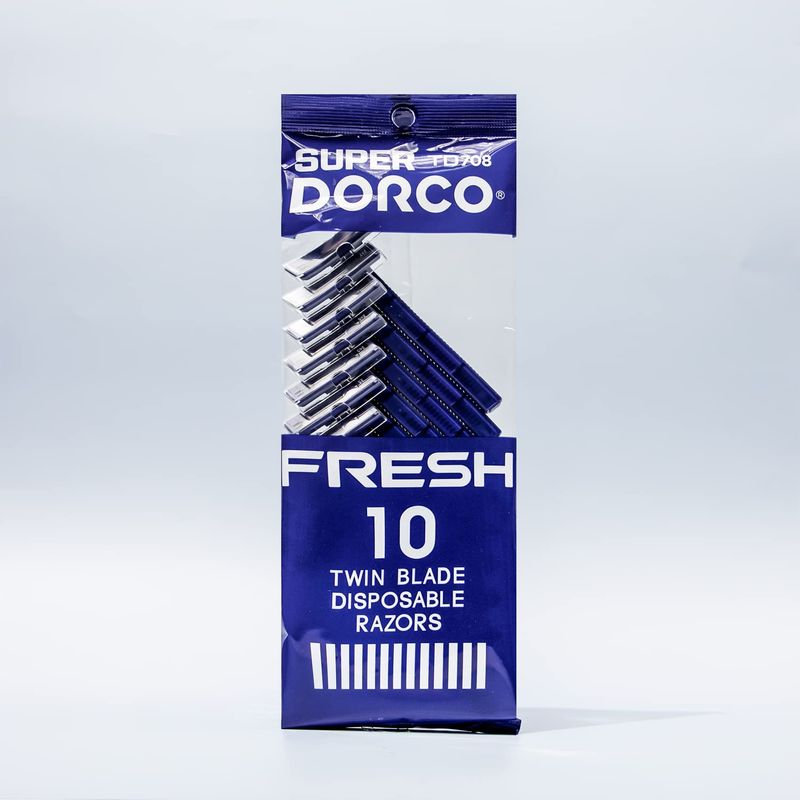 Dorco Fresh Twin Blade Disposable Razors (6 Pack) - Smooth &amp; Comfortable Shave for Men and Women | Non-Slip Handle, Pivoting Head, Lubricating Strip | Ideal for Sensitive Skin &amp; Travel