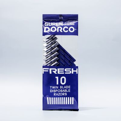 Dorco Fresh Twin Blade Disposable Razors (6 Pack) - Smooth & Comfortable Shave for Men and Women | Non-Slip Handle, Pivoting Head, Lubricating Strip | Ideal for Sensitive Skin & Travel