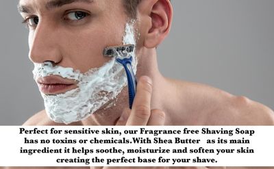 G.B.S 97% All Natural Shave Soap Set for Men, Fragrance Free Shaving Soap with Shea Butter for Sensitive Skin