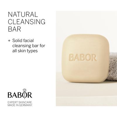 BABOR Natural Cleansing Bar for Oily Skin and Combination Skin, Solid Facial Cleansing for a Clarified Complexion, with Aloe Vera and Baobab Oil, 1 x 65 g