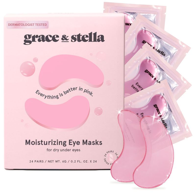 grace &amp; stella Award Winning Under Eye Mask - Valentines Gifts - Gifts for Mom - Reduce Dark Circles, Puffy Eyes, Undereye Bags, Wrinkles - Under Eye Patches - Vegan Self Care (24 Pairs, Pink)